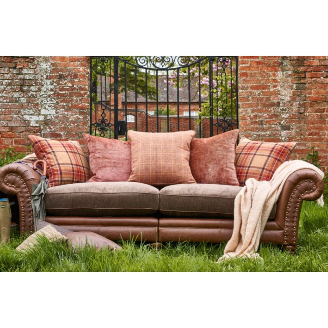 A&J Hudson 2 Seater Leather Sofa with scatter cushions image 2